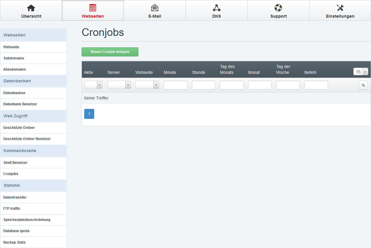 Kommandozeile - Cronjobs Einträge