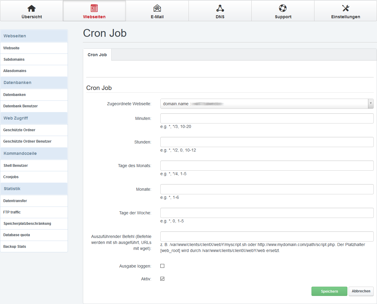 Kommandozeile - Cronjobs hinzufügen/bearbeiten